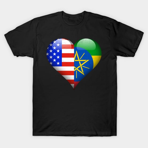 Half American Half Ethiopian - Gift for Ethiopian From Ethiopia T-Shirt by Country Flags